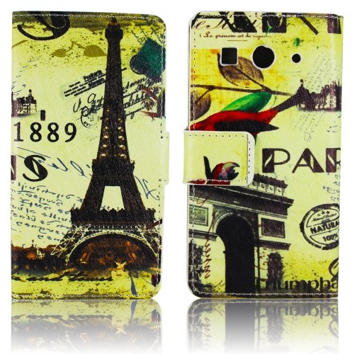 Huawei Ascend G520 G525 z tworzywa sztucznego-skóra Paris 1889 Design z klapką etui ochronne etui Case futerał Flip Cover thematys