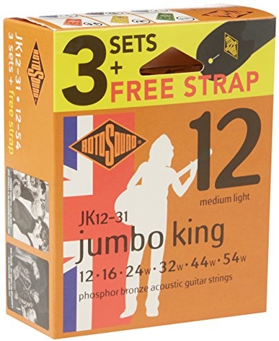 Rotosound rotos górne JK 12  31 °F gitara akustyczna z pętlą na pasek, 3 sztuka JK12-31F