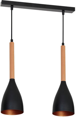 Luminex MUZA Czarny-gold 2 zwis - Żyrandol/lampa wisząca 2x E27 (max 60W) 9113