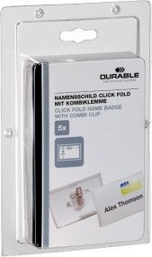 Durable CLICK FOLD Identyfikator 54x90 mm z kombi klipem