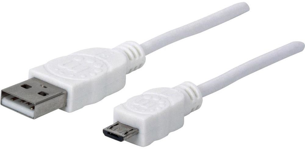 Manhattan Kabel USB 2.0 323987 [1x złącze męskie USB 2.0 A 1x złącze męskie micro-USB 2.0 B] 1 m biały