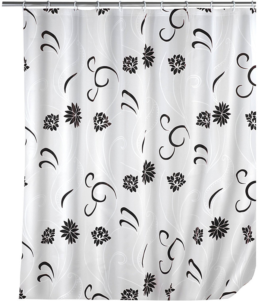 Wenko Zasłona prysznicowa Black Flower PEVA 180x200 cm B005HV0GFG