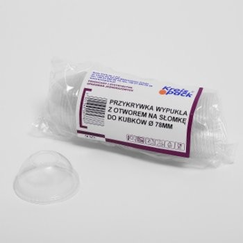 Kreis Pack PRZYKRYWKI PET WYPUKŁE Z OTWOREM NA SŁOMKĘ DO KUBKÓW 78MM - 50 SZT. (KP577840)