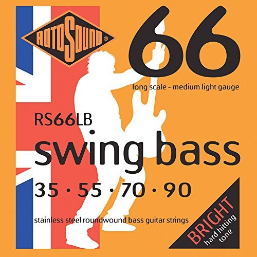 Rotosound Grubość strun rotos górne stal nierdzewna na drut gitara basowa, okrągły, średni Light 35 55 70 90 RS66LB
