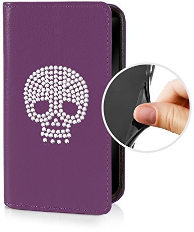 Flip Case espee pokrowiec ochronny Wallet ze strasem, silikonowe etui typu bumper i zamknięcie na magnes do Sony Xperia Z3 Compact, fioletowy