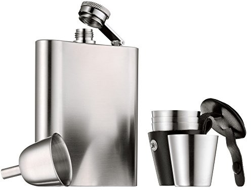 Manhattan WMF zestaw piersiówka i kieliszki ze stali szlachetnej Cromargan, pojemność 200 ml 06.0352.9990