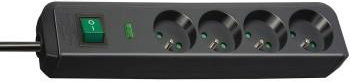 Brennenstuhl PRZEDLUZACZ PRZEPIECIOWY ECO-LINE,DL.1.5 m,CZARNY,4 GNIAZDKA,4500A,B