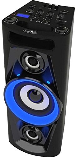 Reflexion PS07BT DJ PA-Split Karaoke, Mobil z akumulatora i efektami świetlnymi (Bluetooth, USB, wejście AUX, mikrofon, złącze akcesoria gitarowe, 320 Watt), czarny 4260035675185