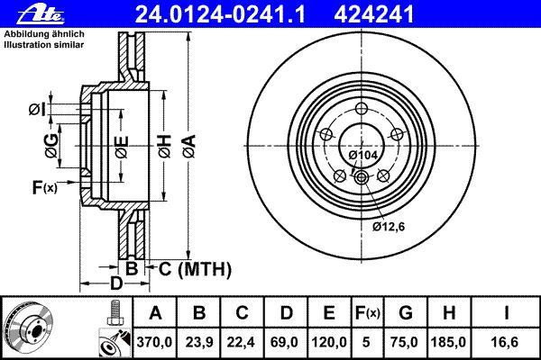 ATE 24.0124-0241.1 TARCZA HAMULCOWA BMW 7 F01,F02,F03,F04 08- TYŁ 3