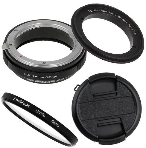 Fotodiox NIKON makro Umkehrring komplet rb2 a nasadka na obiektyw 55 MM z uwzględnieniem kontroli Typ G/DX osłona obiektywu 52 MM/52 MM ochronę przed promieniowaniem UV M-Reverse-55-Nikon-Kit