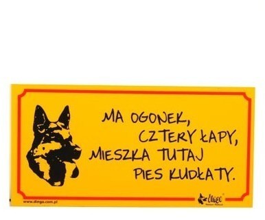 Фото - Інше для собак DINGO Tabliczka ostrzegawcza "Ma ogonek, cztery łapy, mieszka tutaj pies k 