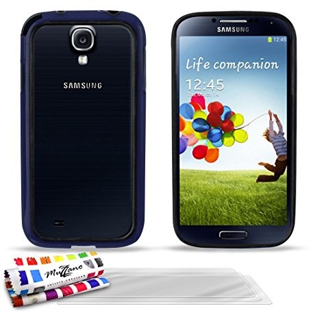Samsung Muzzano Colors Schutzhülle inkl. 3 Displayschutzfolien für Galaxy S4 Advance BUMPER COLORS BUMPER COLORS - bleu nuit et noir + 3 Films de Pro