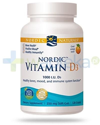 NORDIC NATURALS Nordic Naturals Vitamin D3 1000j.m. smak pomarańczowy 120 kapsułek 1125073