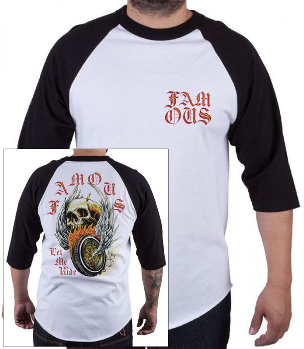 Ride t-shirt FAMOUS LET ME RAGLAN WHITE BLACK