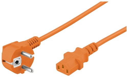Wentronic przewód zasilający zaokrąglona wtyczka ze (Schuko IEC 320 °C13) 3 m Pomarańczowy 4040849952890