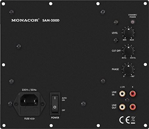 Monacor sam-200d klasy D-Aktywny moduł subwoofera, 200 W przy 4 omach Czarny 32.0780
