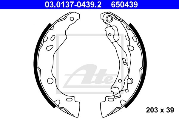 ATE SZCZĘKI HAM 03.0137-0439.2 CITROEN C2 1.1, 1.4, 1.4HDI 03-, C3 1.1 09- 03.0137-0439.2