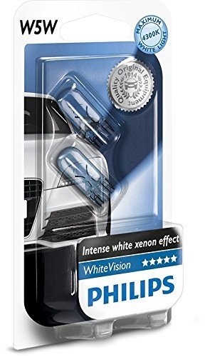 Philips whitev PrimeVision Xenon efekt W5 W reflektor lampy 12961 nbvb2, podwójne Blister, 12 V, 5 W 12961NBVB2