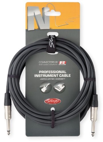 Stagg Instrument Professional przewód 6 meter czarna  2 X wtyk typu jack 6,3 MM rean by Neutrik  klinkek Abel  przewód gitarowy NGC6R
