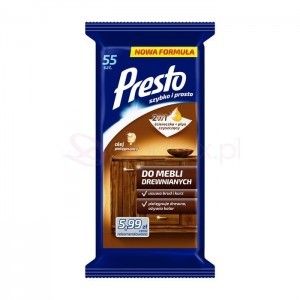 Presto Clean Olej Pielęgnujący 55szt - ściereczki czyszczące do mebli drewnianych