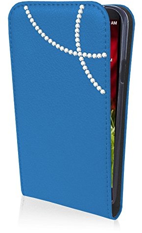 Flip Case espee pokrowiec ochronny Wallet ze strasem, silikonowe etui typu bumper i zamknięcie na magnes do LG G2 Mini D620, niebieski