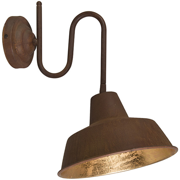 QAZQA Kinkiet przemysłowy rdza ze złotym wnętrzem - Factory