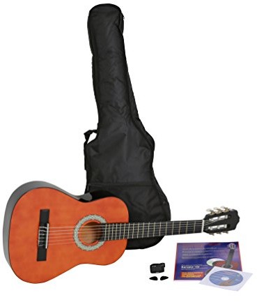 Navarra STARTER SET zestaw startowy: gitara akustyczna koncertowa 1/2, miodowa z czarnymi krawędziami pudła, lekko wyściełany futerał z paskami do noszenia na plecach, podręcznik z wieloma przebojami  NV15PK