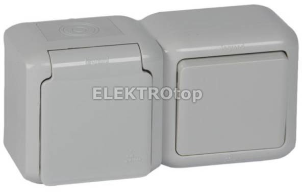 Legrand 782396 FORIX IP44 - ŁĄCZNIK SCHODOWY 10 AX + GNIAZDO 2P+Z 16 A - 250 V S