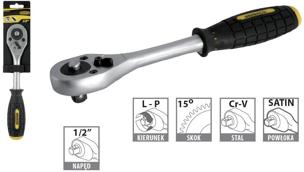 Modeco Klucz grzechotka do nasadek 1/4 - 24 zęby MN-55-506