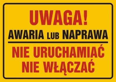 TD NC006 Uwaga! Awaria lub naprawa. Nie uruchamiać, nie włączać