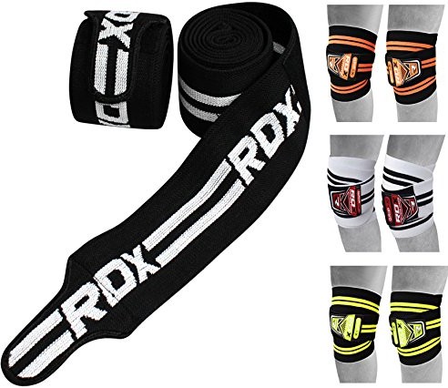 RDX Rdx Fitness Bodybuilding Bandaże Na Kolana, Czarny, Jeden Rozmiar (WAH-K2B)