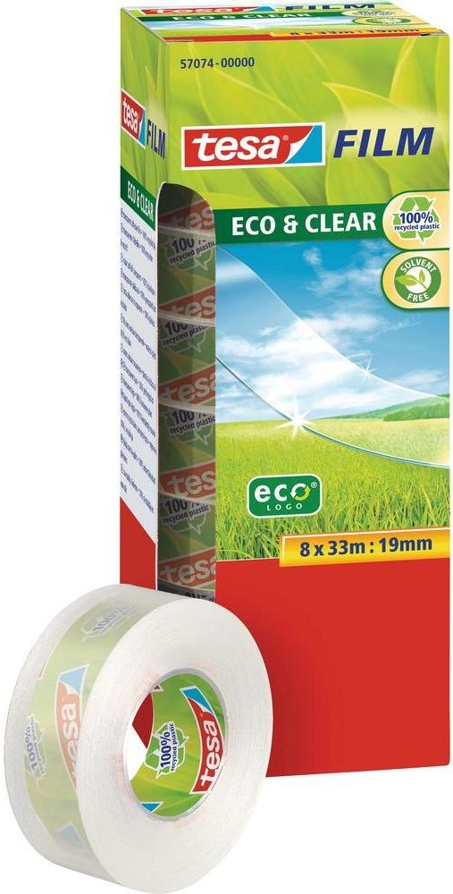 TESA Taśma samoprzylepna Tesafilm Eco & Clear DxS) 33 m x 19 mm 57074-00-00 8 Rolka(ek)