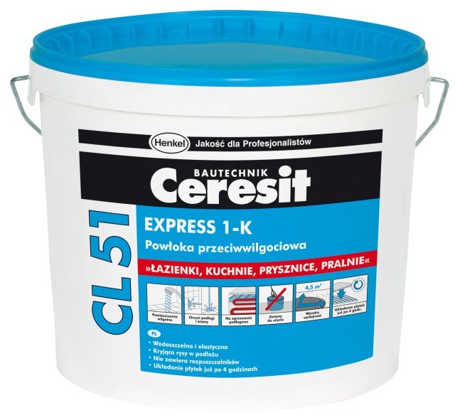 Ceresit Folia W Płynie Powłoka Przeciwwilgociowa  Cl51 Express 1-K Szary 15 Kg