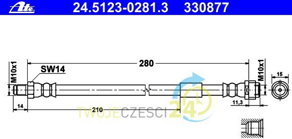 ATE Przewód hamulcowy elastyczny 24.5123-0281.3