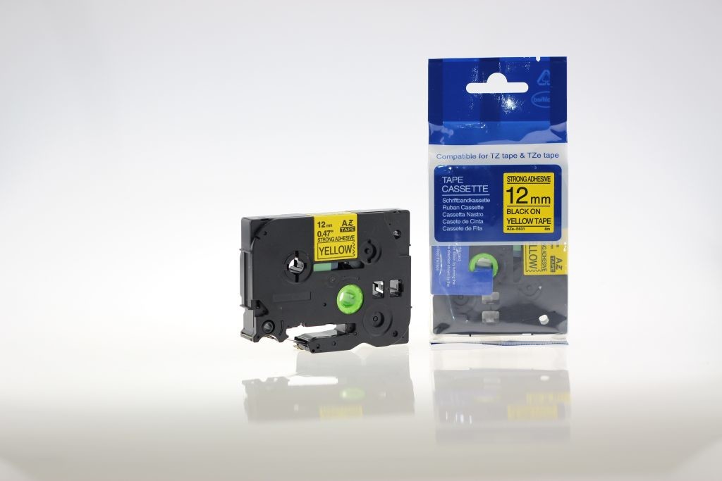 Brother Aimotech Taśma zamiennik do 12mm/8m żółta specjalna czarny nadruk TZES63 (AZES631)