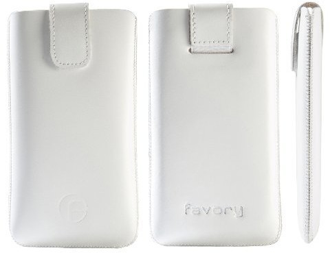 Huawei Favory oryginalny futerał ze skóry naturalnej z funkcją wyciągania do Ascend P6, biały