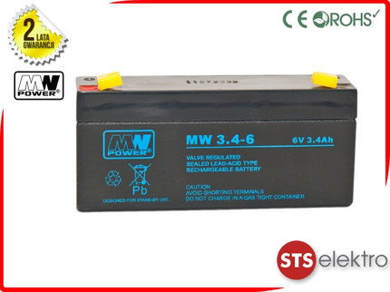 MW Power Akumulator AGM MW 3.4-6 6V 3.4Ah T1 MW 3,4-6