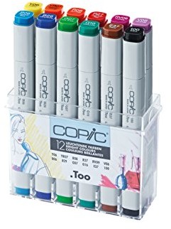 Copic classic zakreślacze z połyskiem, komplet 12 szt., Y06, YR07, R08, R27, RV09, V06, B06, B29, G07, G16, E37, 100 CZ20075702