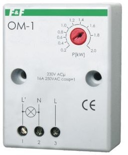 F&F Ogranicznik poboru mocy natynkowy 16A 230V 200-2000W 30 sek OM-1