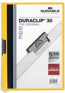 Duraclip Durable Original 30, Skoroszyt zaciskowy A4, 1-30 kart., kolor zółty