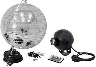 Eurolite Mirror ball set 30cm with LED RGB spot IR