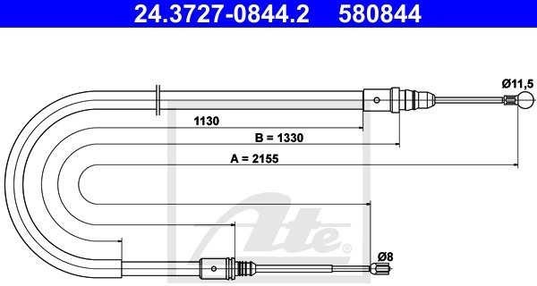 ATE LINKA HAM 24.3727-0844.2 PEUGEOT 407 COUPE 2.0HDI 10- 24.3727-0844.2