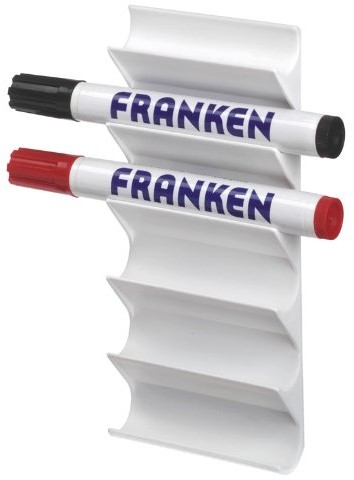 Franken Z1986 uchwyt magnetyczny na 6 pisaków do tablicy, wykonany z tworzywa sztucznego, biały Z1986