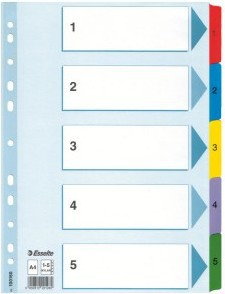 Esselte Przekładka MYLAR kartonowe 1-5 A4 numeryczne ES186