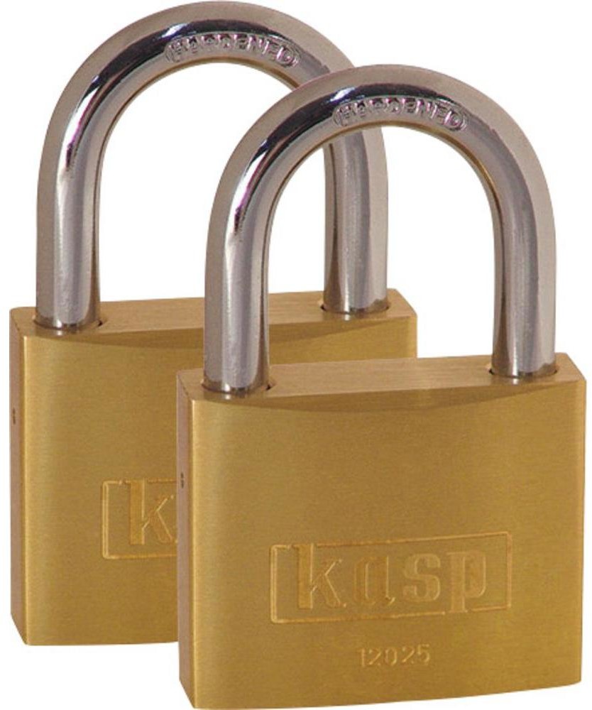 Kasp Kłódka K12025D2 z zamkiem kluczykowym 25 mm Złoto-żółty
