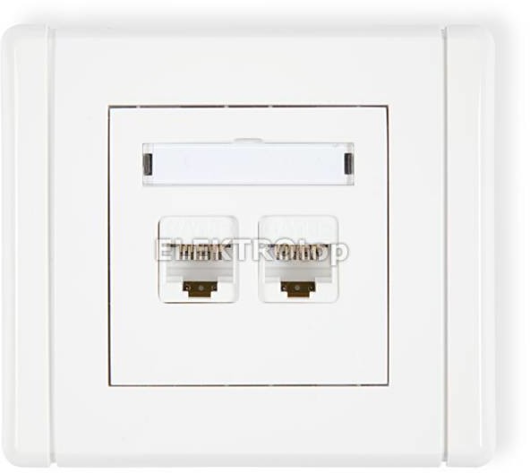 Karlik Gniazdo Komputer Podwójne 2xRJ45, kat. 6, 8-stykowe biały FGK-4