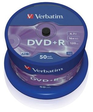 Verbatim DVD+R 16x 4.7GB 50 MATT SILVER NDVMVRB01190