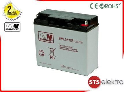 MW Power Akumulator MWL 18-12 12V 18Ah śruba M5