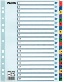 Esselte Przekładka MYLAR kartonowe 1-20 A4 numeryczne ES173