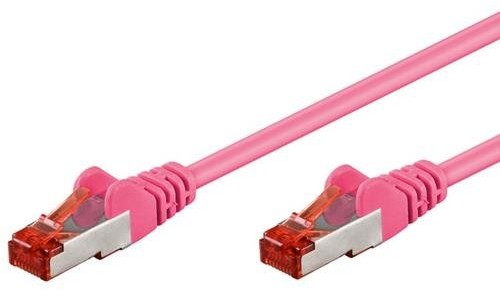 Wentronic 95495 kabel sieciowy Cat6 S/FTP (2 X wtyk RJ45, PIMF podwójnie ekranowany) Magenta 4040849954955